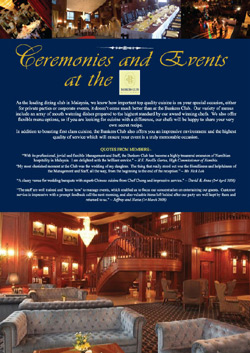  Ceremonies and Events at the Bankers Club Kuala Lumpur 